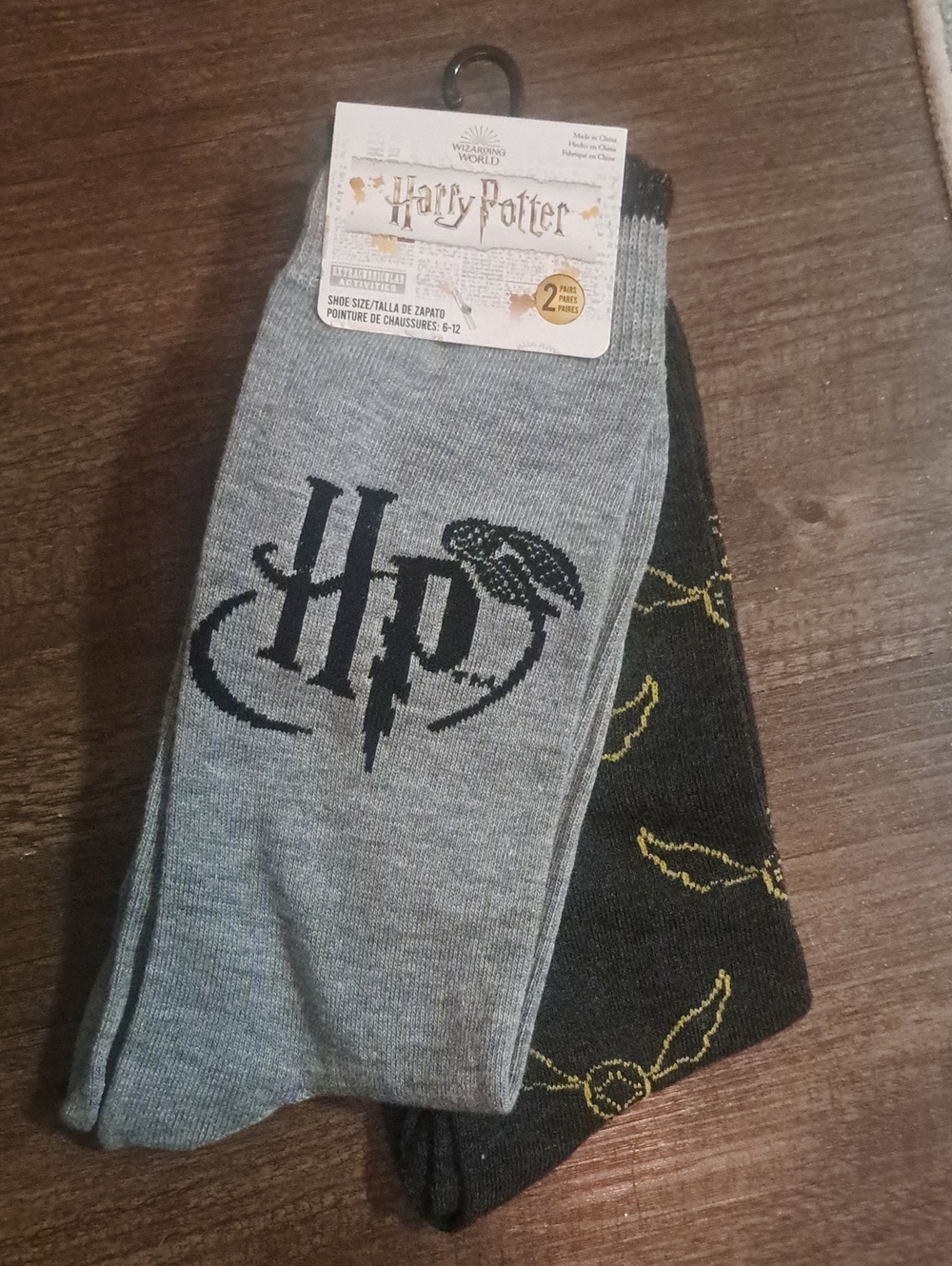 Harry Potter 2-Pack Crew Socks – Men's Women's Unisex Shoe Size 6–12 – NEW